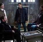 Dean, Sam (possessed by Gadreel), Cas and Crowley...